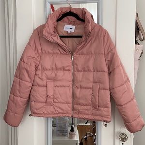 Mauve pink puffer bomber